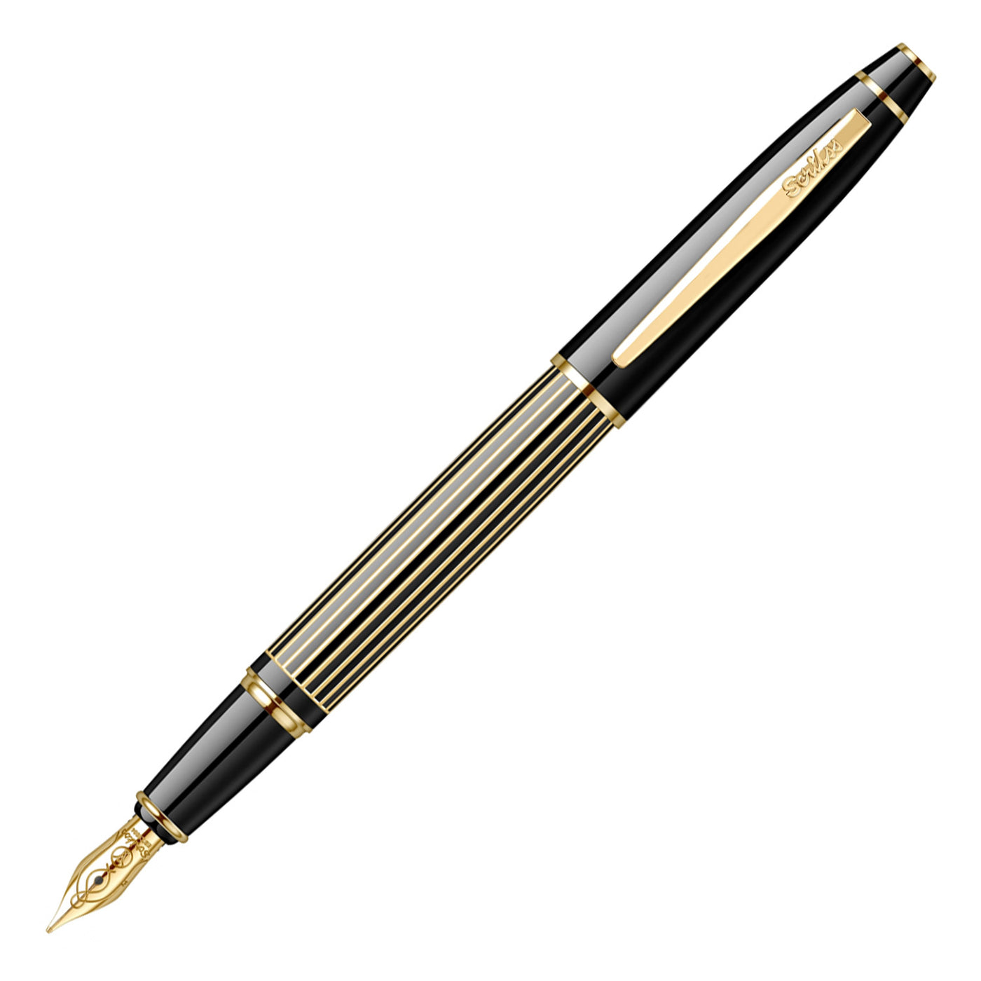 Scrikss Noble 35 Fountain Pen - Black Stripe GT 1