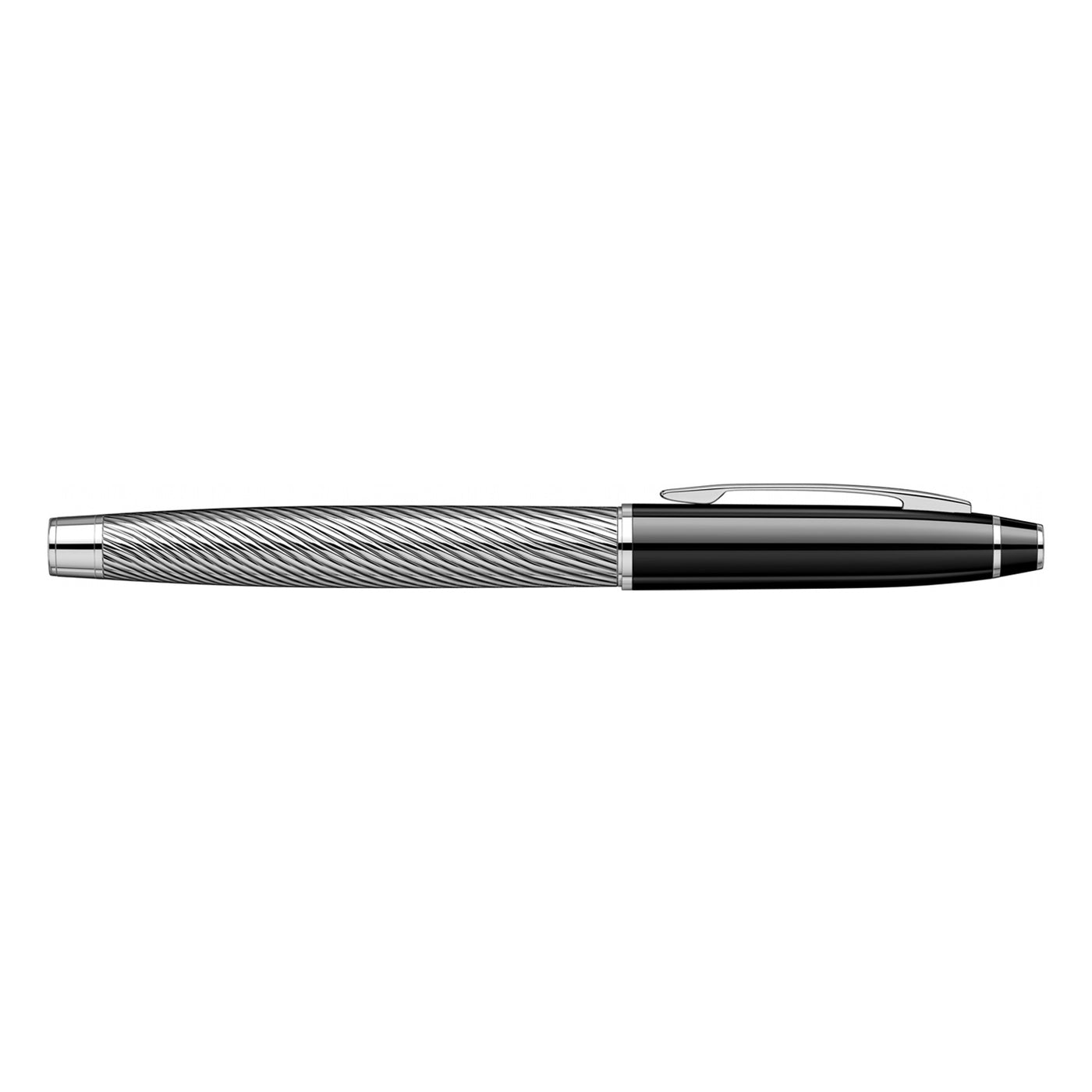 Scrikss Noble 35 Roller Ball Pen - Black Chrome Spiral CT 3