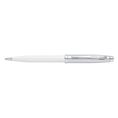 Sheaffer 100 Ball Pen - White & Brushed Chrome 3