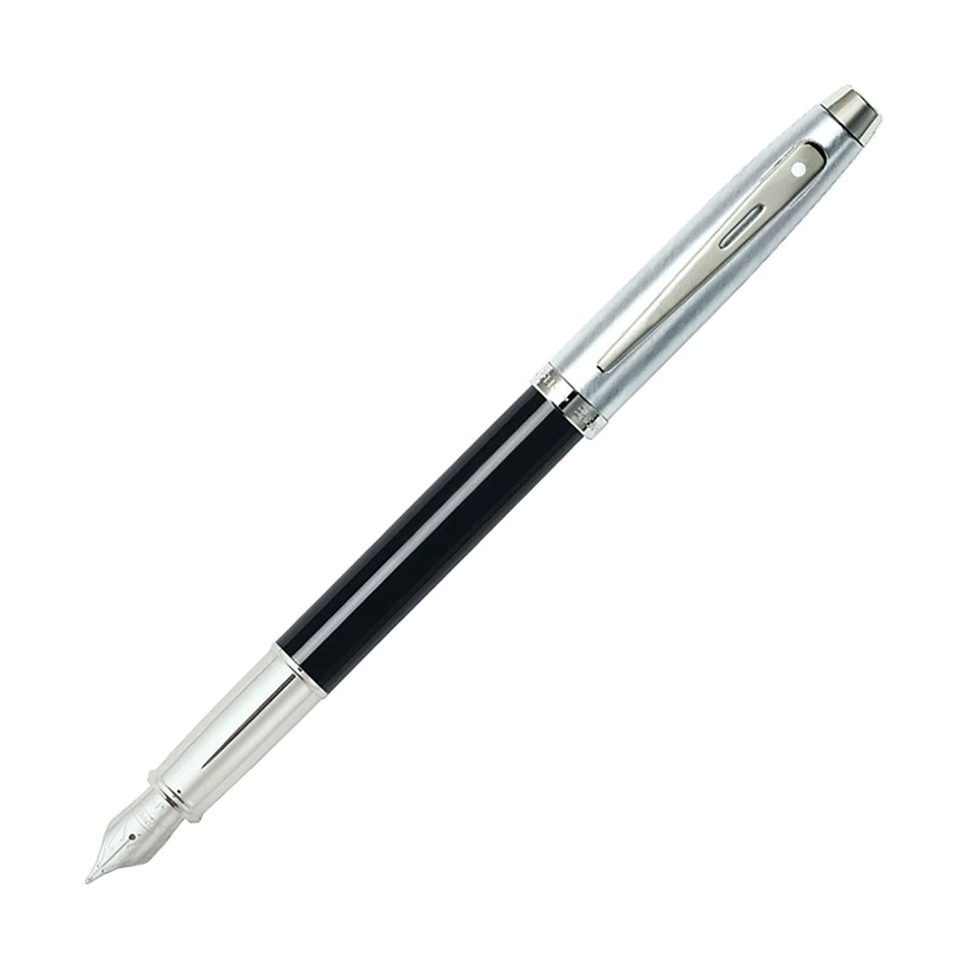 Sheaffer 100 Fountain Pen - Black & Brushed Chrome 1