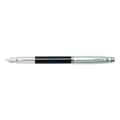 Sheaffer 100 Fountain Pen - Black & Brushed Chrome 3