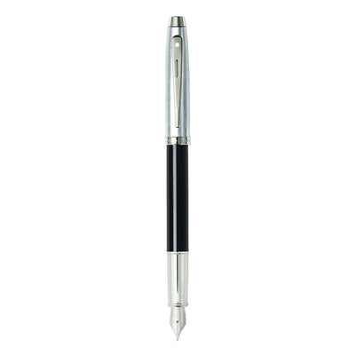 Sheaffer 100 Fountain Pen - Black & Brushed Chrome 2