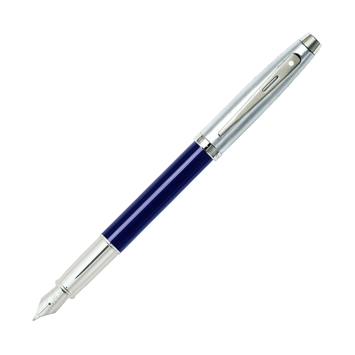 Sheaffer 100 Fountain Pen - Blue & Brushed Chrome 1