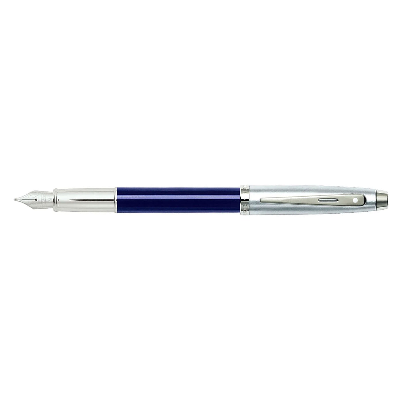 Sheaffer 100 Fountain Pen - Blue & Brushed Chrome 3