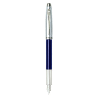 Sheaffer 100 Fountain Pen - Blue & Brushed Chrome 2