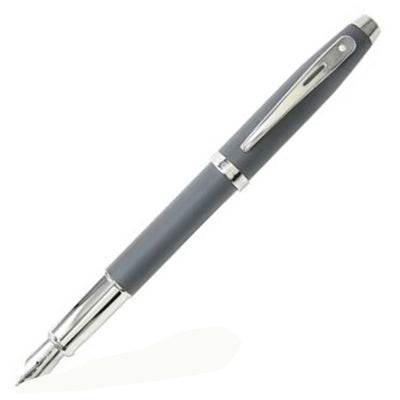 Sheaffer 100 Fountain Pen Matte Grey / Chrome Trim - Steel Nib 1
