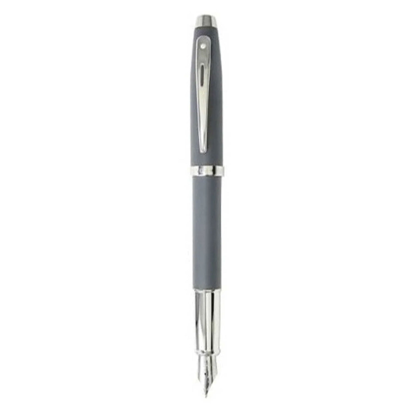 Sheaffer 100 Fountain Pen Matte Grey / Chrome Trim - Steel Nib 2