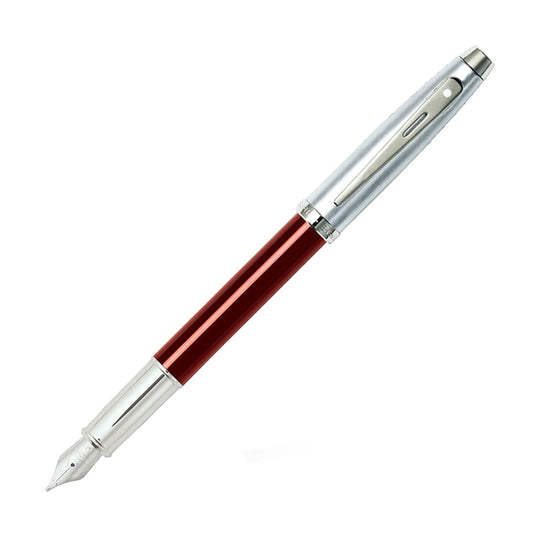 Sheaffer 100 Fountain Pen, Red Chrome  / Chrome Trim - Steel Nib