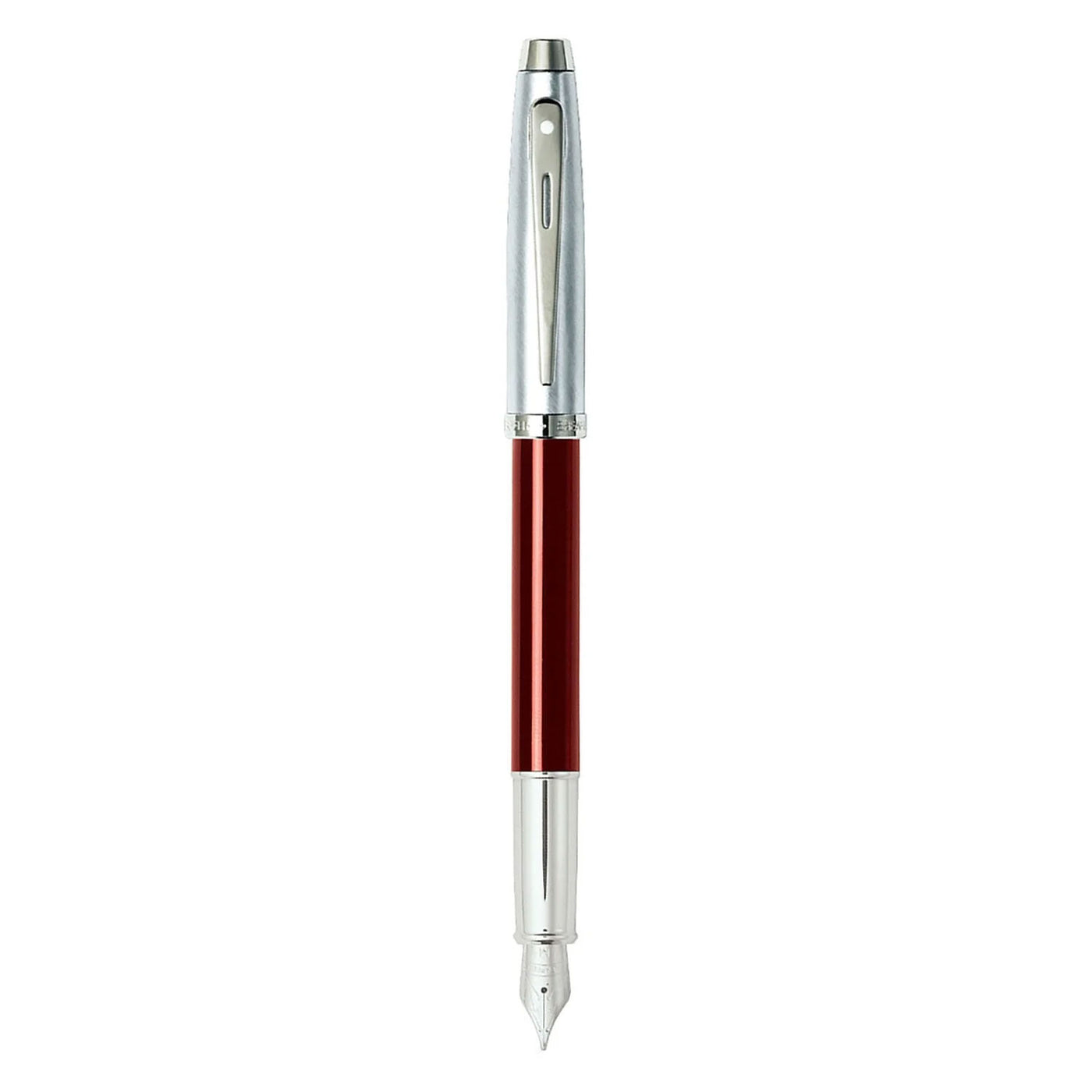 Sheaffer 100 Fountain Pen Red Chrome  / Chrome Trim - Steel Nib 2