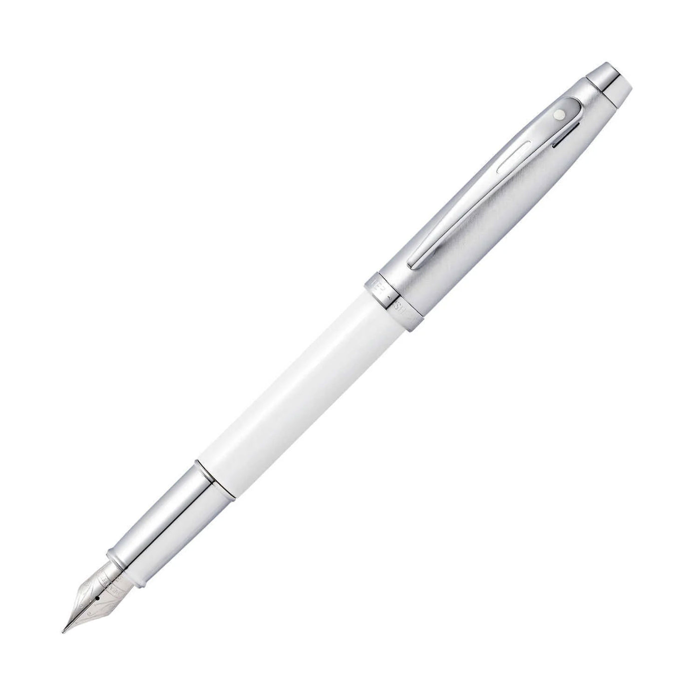 Sheaffer 100 Fountain Pen - White & Brushed Chrome 1