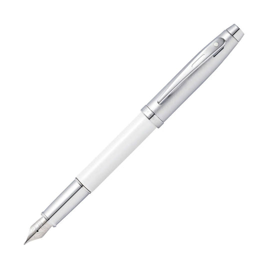 Sheaffer 100 Fountain Pen - White & Brushed Chrome
