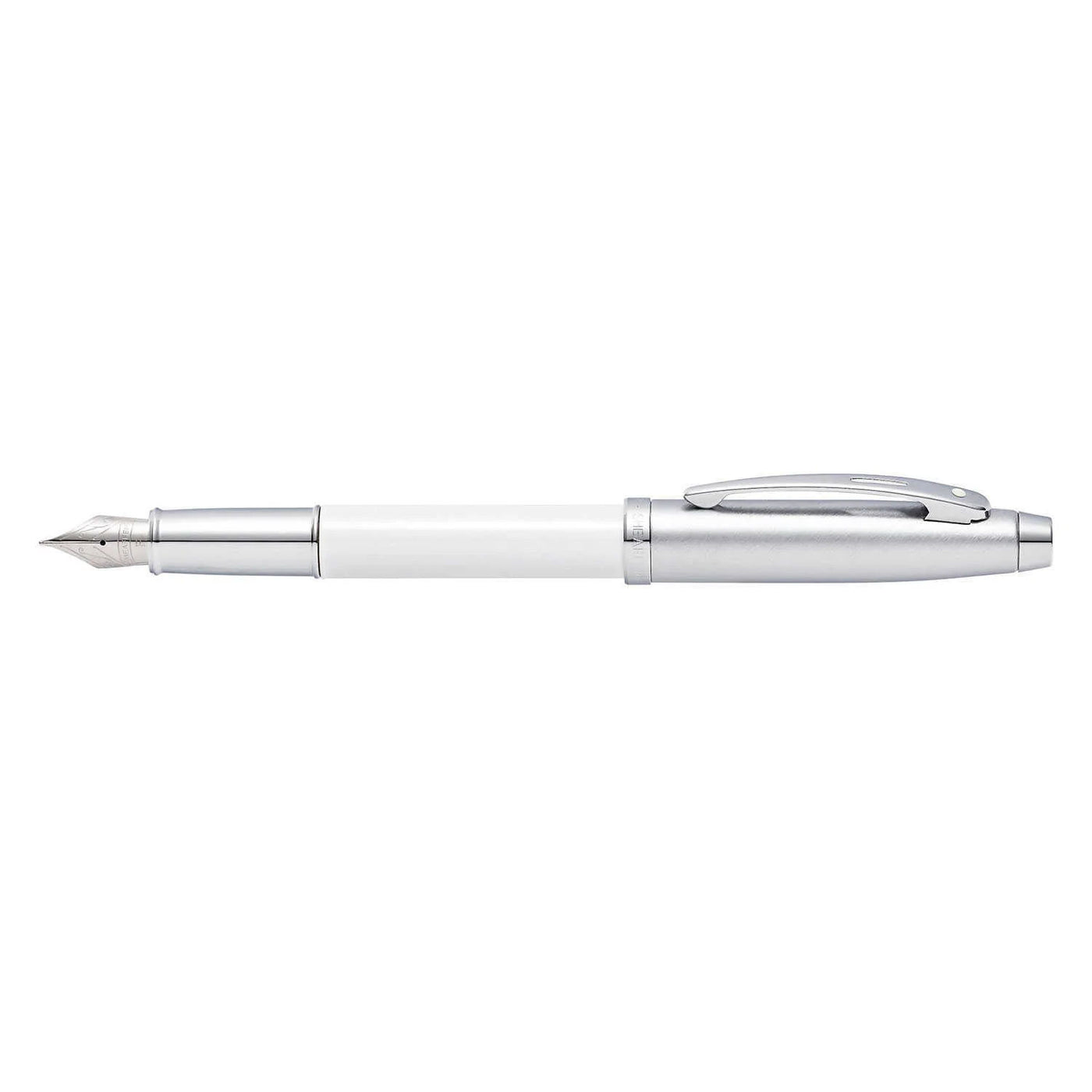 Sheaffer 100 Fountain Pen - White & Brushed Chrome 3
