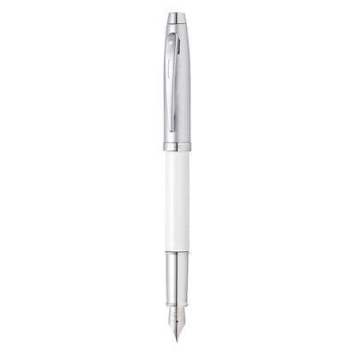 Sheaffer 100 Fountain Pen - White & Brushed Chrome 2