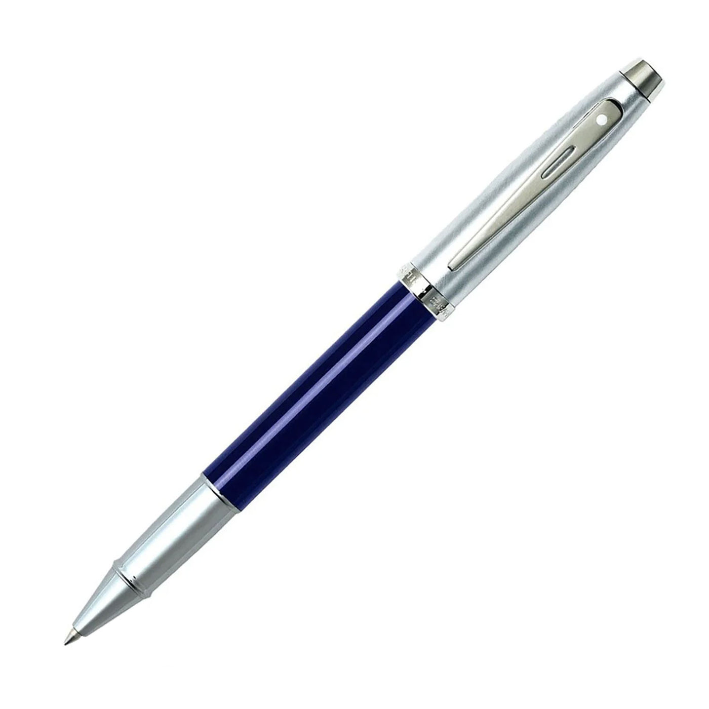 Sheaffer 100 Roller Ball Pen - Blue & Brushed Chrome 1