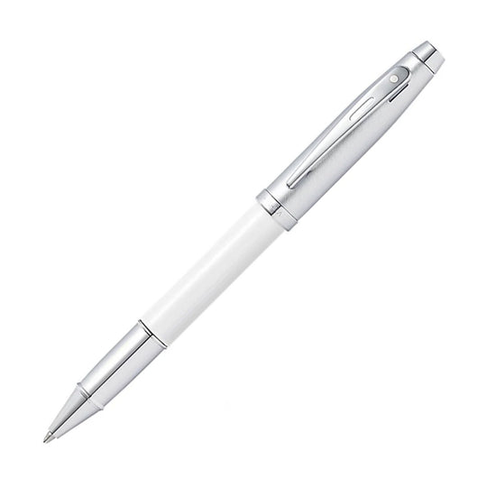 Sheaffer 100 Roller Ball Pen - White & Brushed Chrome