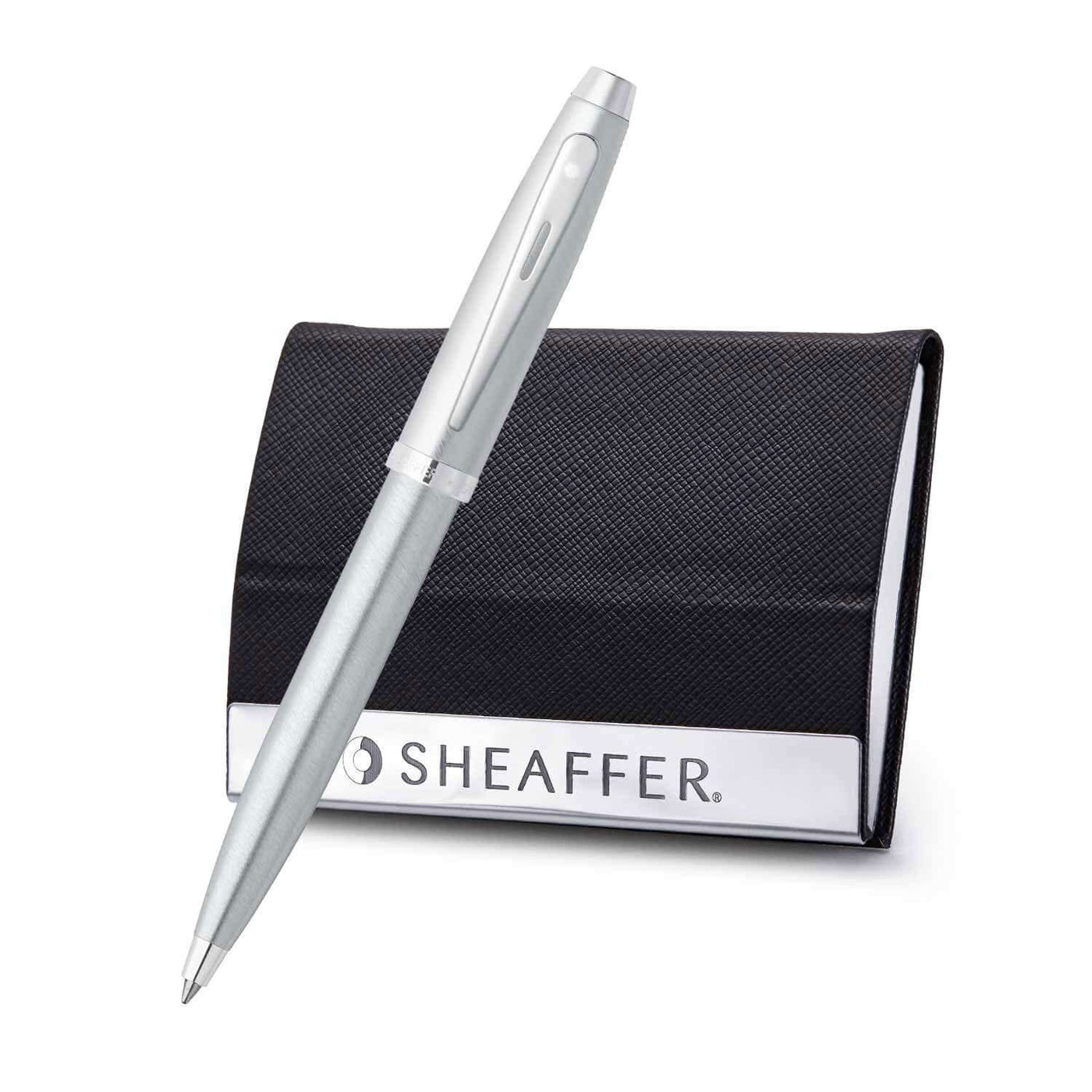 Sheaffer 100 Series Ball Pen Combo Gift Sets, Chrome + Business Card Holder 1