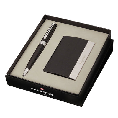 Sheaffer 300 Series Ball Pen Combo Gift Sets, Glossy Black CT + Business Card Holder 1