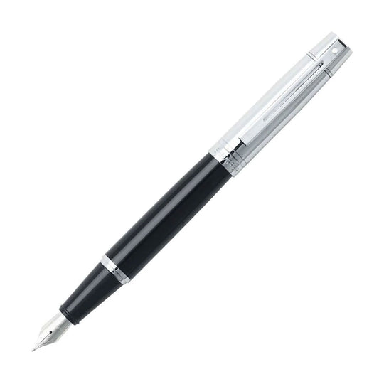 Sheaffer 300 Series Fountain Pen, Black / Chrome - Steel Nib