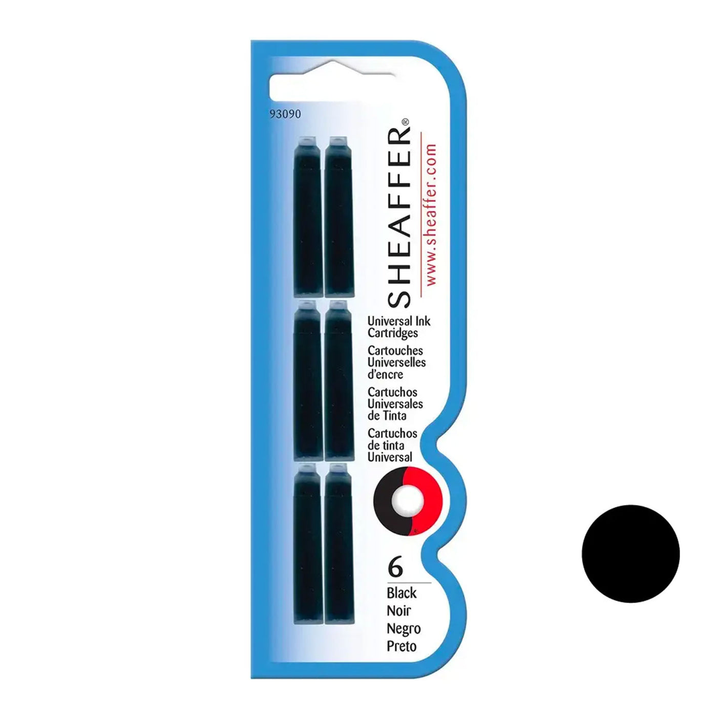 Sheaffer Universal Small Ink Cartridge Black - Pack of 6 1