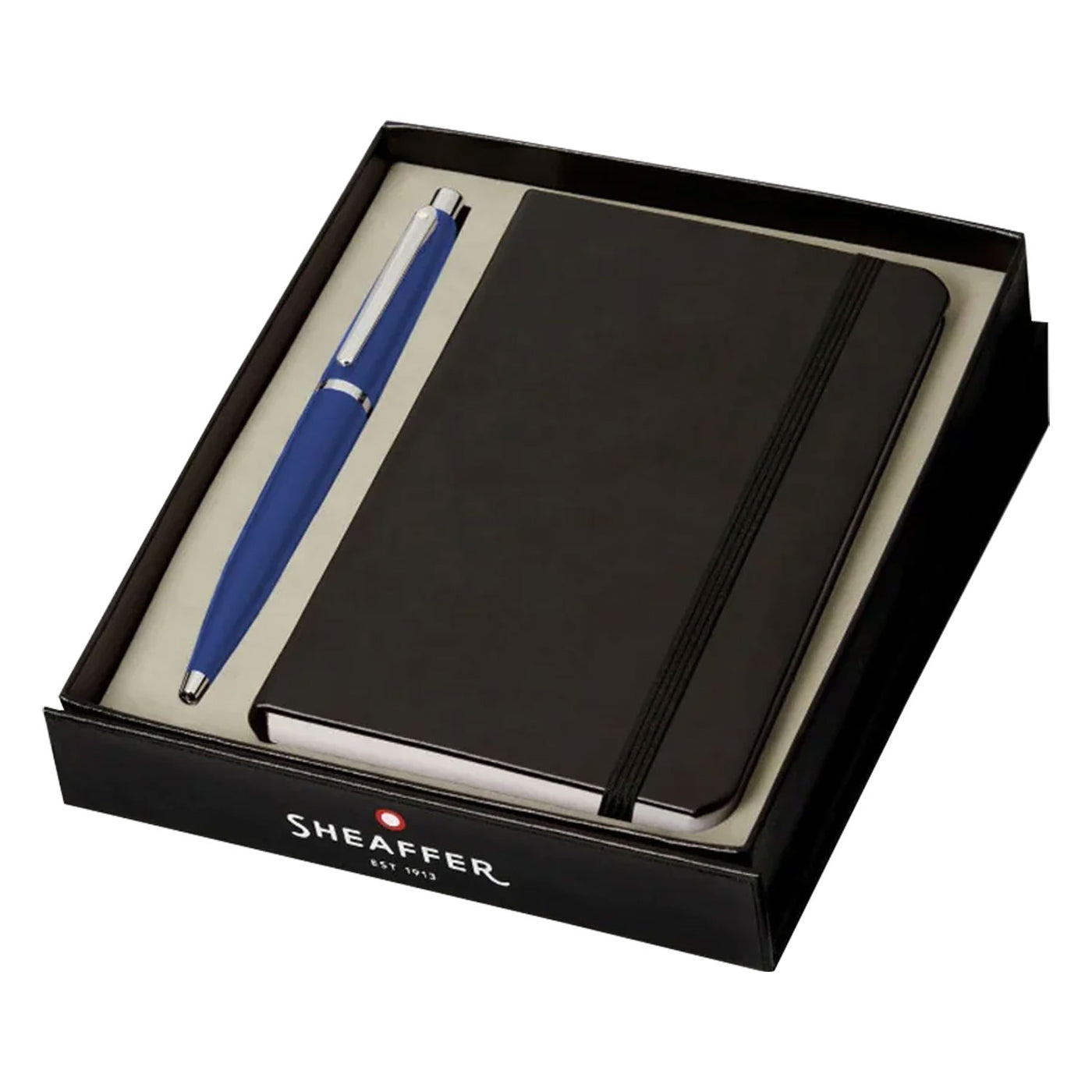 Sheaffer Gift Set - VFM Neon Blue Ball Pen with A6 Black Notebook 1