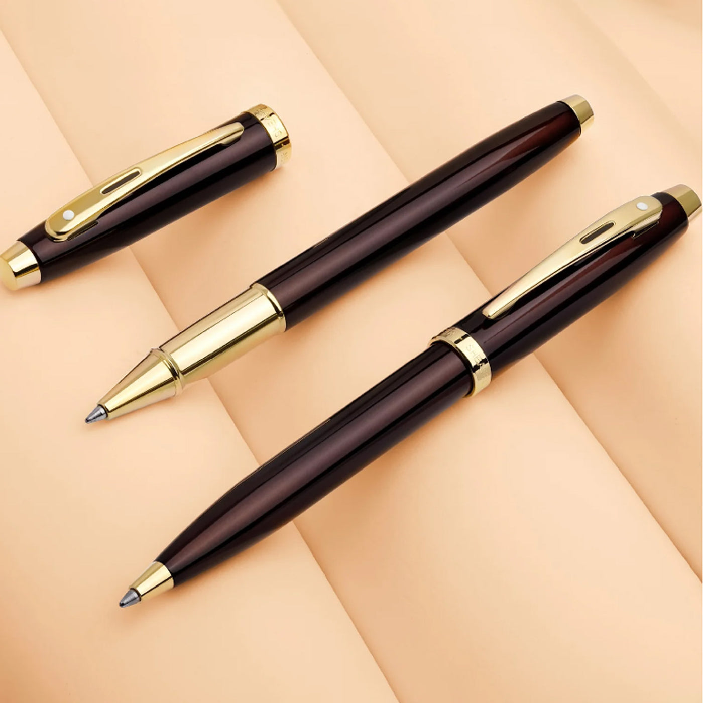 Sheaffer 100 Ball Pen - Coffee Brown GT 9