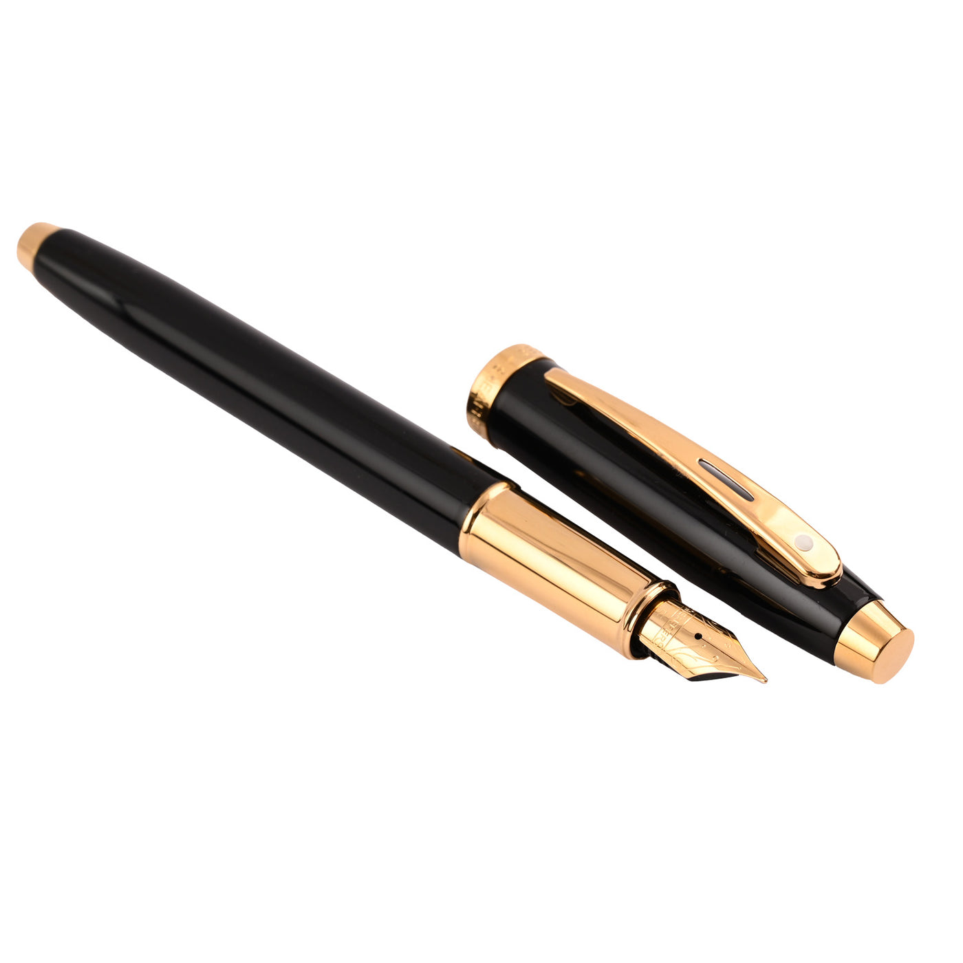 Sheaffer 100 Fountain Pen - Glossy Black GT 2