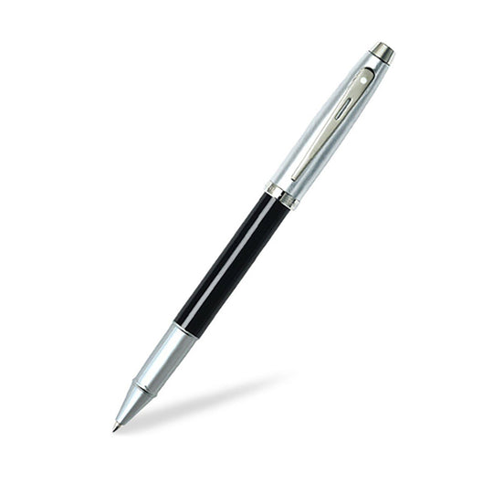 Sheaffer 100 Roller Ball Pen - Black & Brushed Chrome