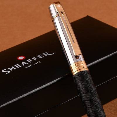 Sheaffer 300 Ball Pen - Engraved Black & Chrome GT 7