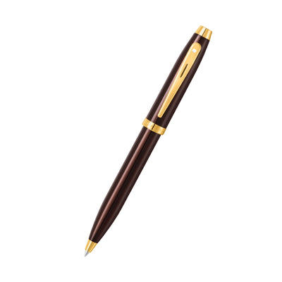 Sheaffer 9370 Gift Set - 100 Series Coffee Glossy Brown Ball Pen with Rustic Mocha Credit Card Holder