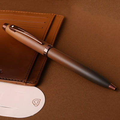 Sheaffer 9374 Gift Set - 100 Series Coffee Matte Brown Ball Pen with Brown Credit Card Holder 3