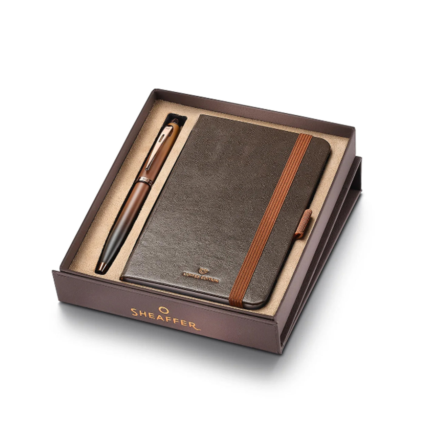 Sheaffer 9374 Gift Set - 100 Series Coffee Matte Brown Ball Pen with Brown Small Notebook
