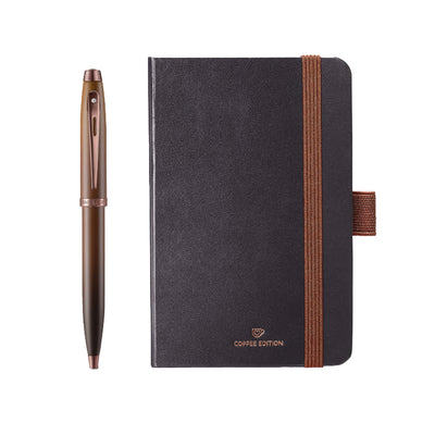 Sheaffer 9374 Gift Set - 100 Series Coffee Matte Brown Ball Pen with Brown Small Notebook