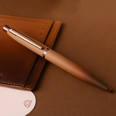 Sheaffer 9428 Gift Set - VFM Coffee Matte Brown Ball Pen with Brown Credit Card Holder 3