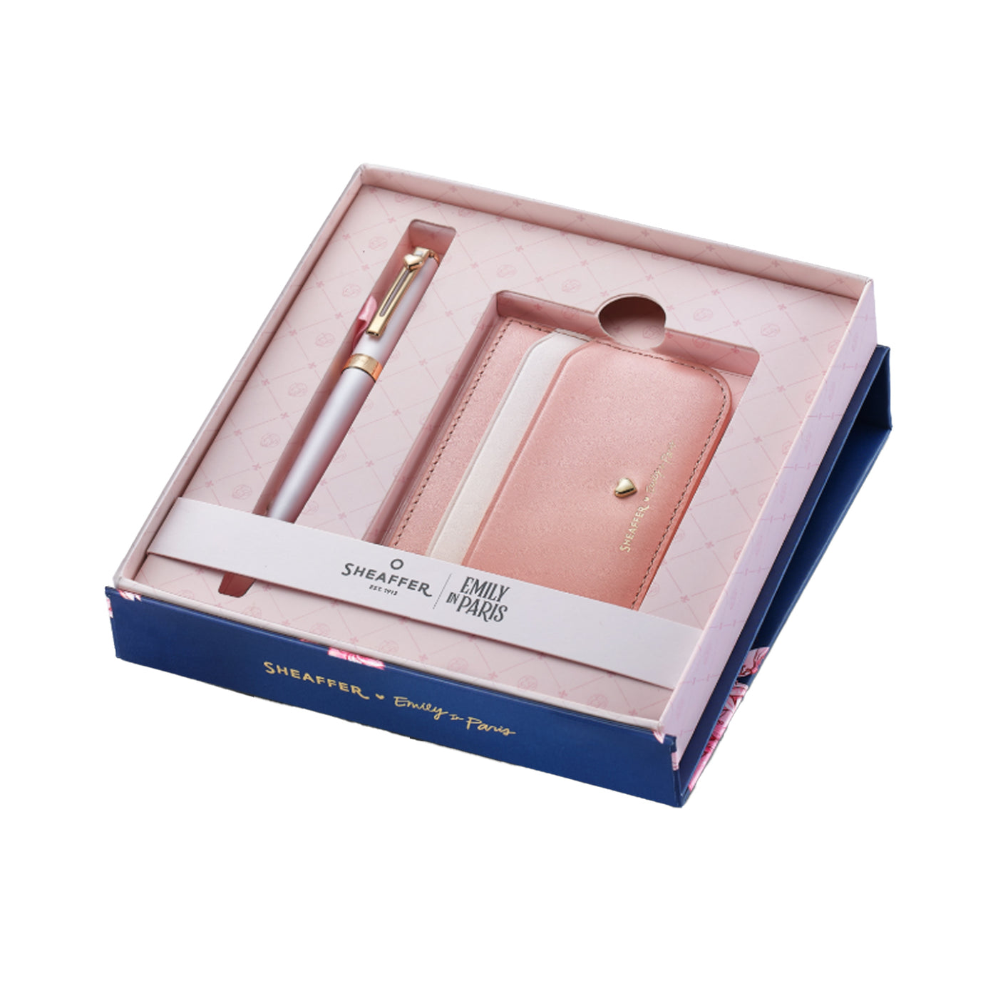 Sheaffer 9810 Emily in Paris Gift Set - Prelude Mini Pastel Pink Ball Pen with Dark Pink Credit Card Holder