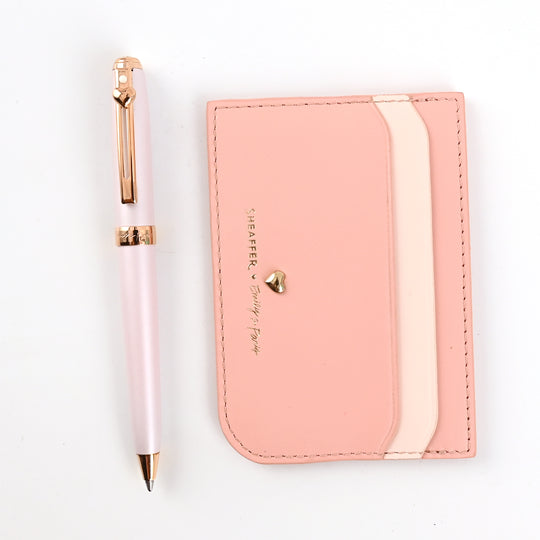 Sheaffer 9810 Emily in Paris Gift Set - Prelude Mini Pastel Pink Ball Pen with Dark Pink Credit Card Holder