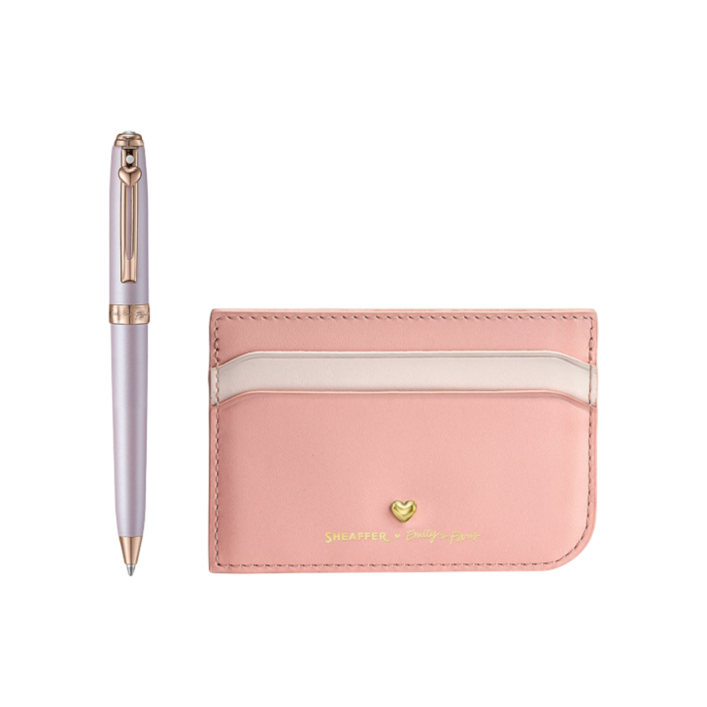 Sheaffer 9810 Emily in Paris Gift Set - Prelude Mini Pastel Pink Ball Pen with Dark Pink Credit Card Holder