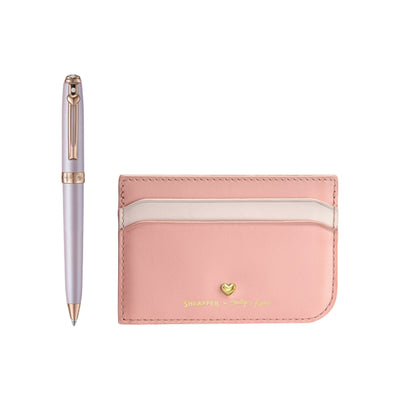 Sheaffer 9810 Emily in Paris Gift Set - Prelude Mini Pastel Pink Ball Pen with Dark Pink Credit Card Holder