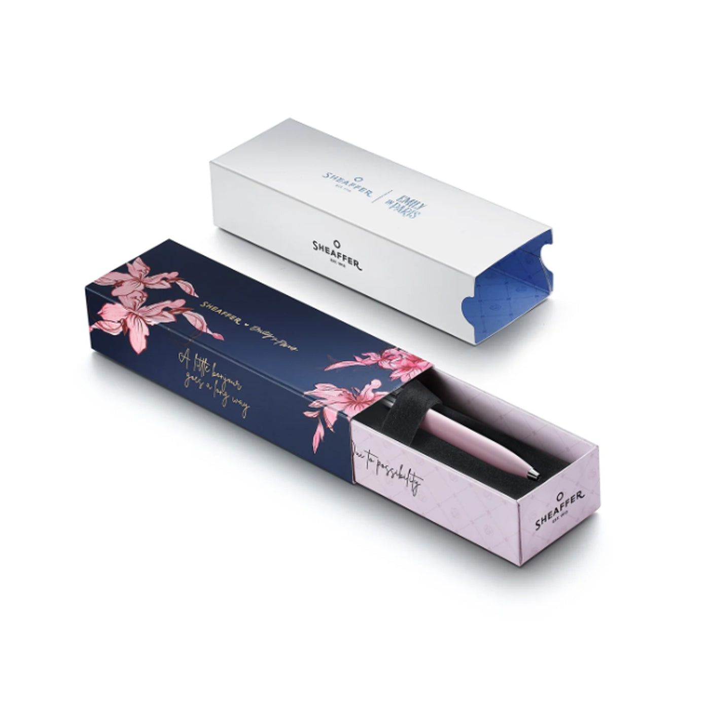 Sheaffer Emily in Paris Sentinel Ball Pen with Bow Shaped Clip Emblem - Matte Pink & Chrome