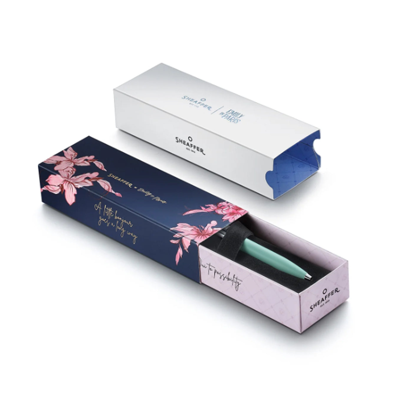 Sheaffer Emily in Paris Sentinel Ball Pen with Heart Emblem - Matte Gren & Chrome