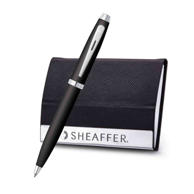 Sheaffer Gift Set - 100 Series Matte Black Ball Pen with Card Holder 1