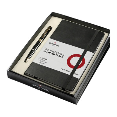 Sheaffer Gift Set - 300 Series Glossy Black GT Ball Pen with A5 Black Notebook 8