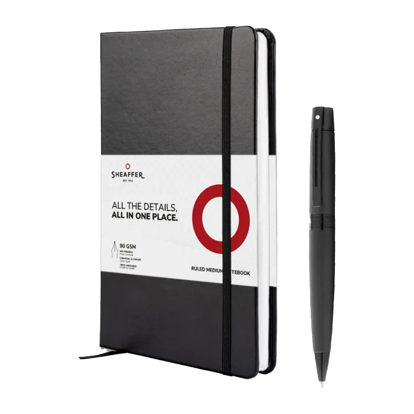 Sheaffer Gift Set - 300 Series Matte Black BT Ball Pen with A5 Black Notebook 1