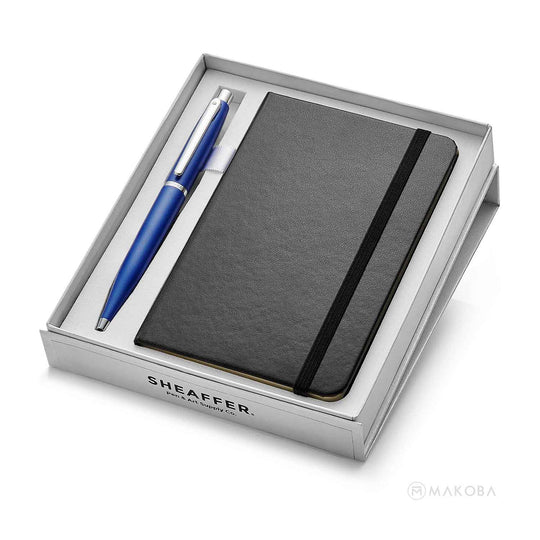 Sheaffer Gift Set - VFM Blue Ball Pen with A6 Black Notebook