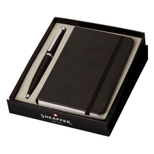 Sheaffer Gift Set - VFM Matte Black Ball Pen with A6 Black Notebook