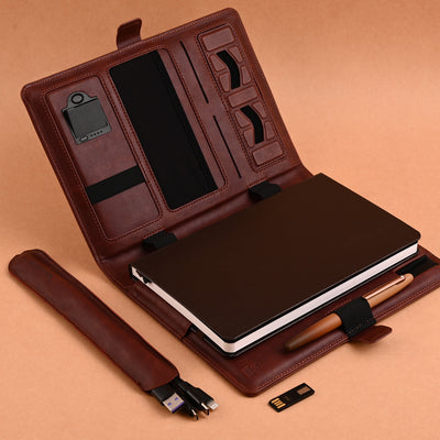 Sheaffer Superbook Organizer with Wireless Charging + 12000 mAh Powerbank and 16GB Pendrive - Brown 11