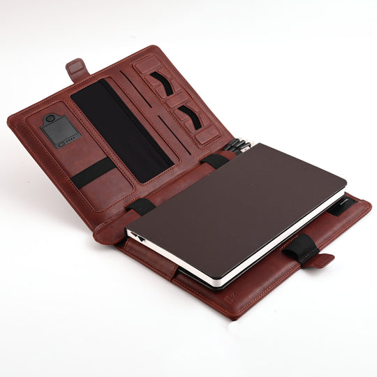 Sheaffer Superbook Organizer with Wireless Charging + 12000 mAh Powerbank and 32GB Pendrive - Brown