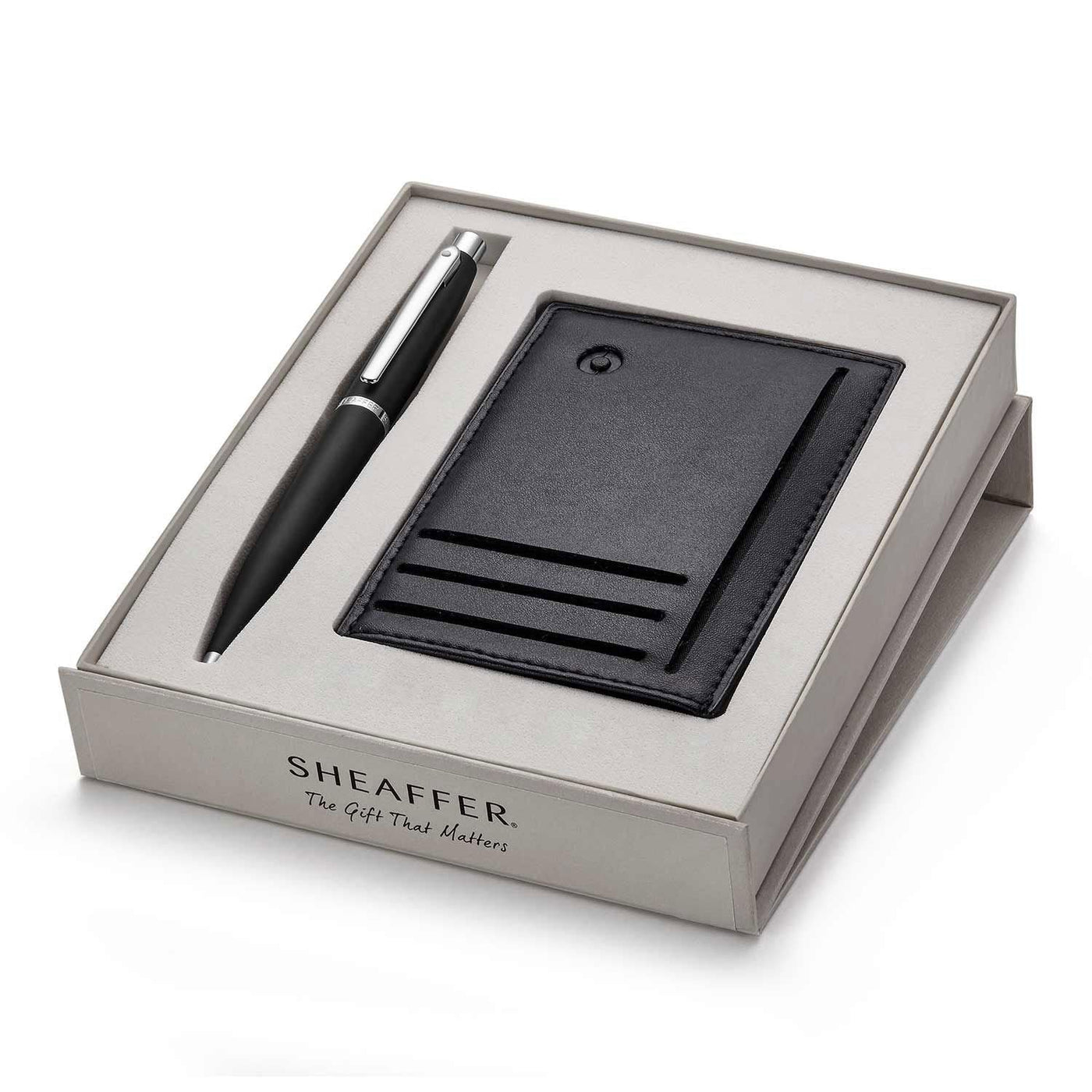 Sheaffer VFM Ball Pen Combo Gift Sets, Matte Black + Card Holder 1