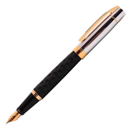 Sheaffer 300 Fountain Pen - Engraved Black & Chrome GT