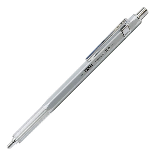 TWSBI Precision Retractable Pipe Mechanical Pencil, Matte Silver - 0.5mm