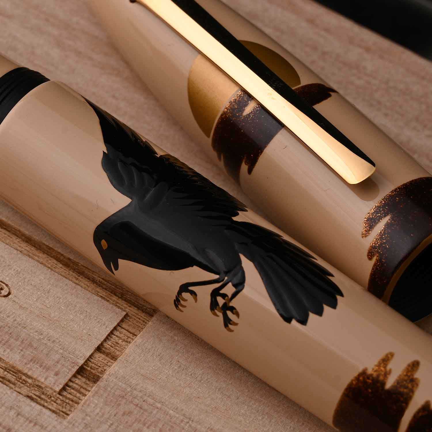 Shadow Ink Pen Taccia Maki-e Shadow Fountain Pen - Mythological Big Crow & Sun (Limit ...